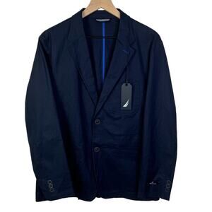 Nautica Men's Navy Linen‎ Blend Blazer Size Medium 2-Button Front Lightweight